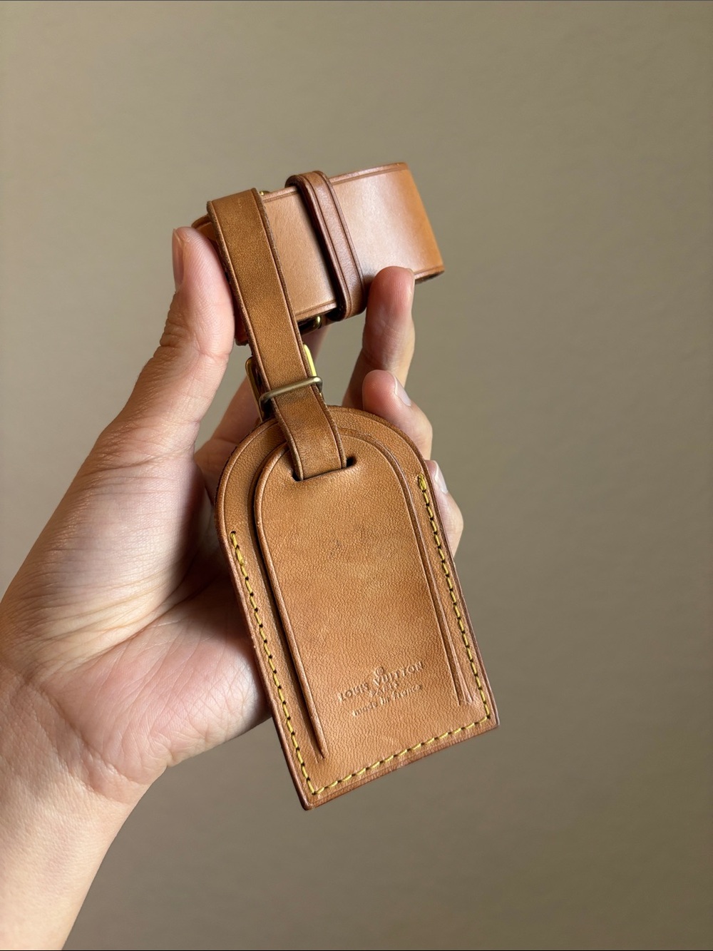 Louis Vuitton Tan Large Leather Luggage Tag